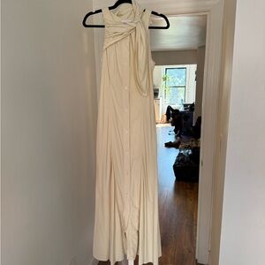 Deveaux Cream Maxi Dress with Knot Detail